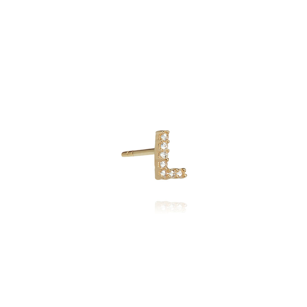 18ct Gold Diamond Initial L Single Stud Earring | Annoushka jewelley